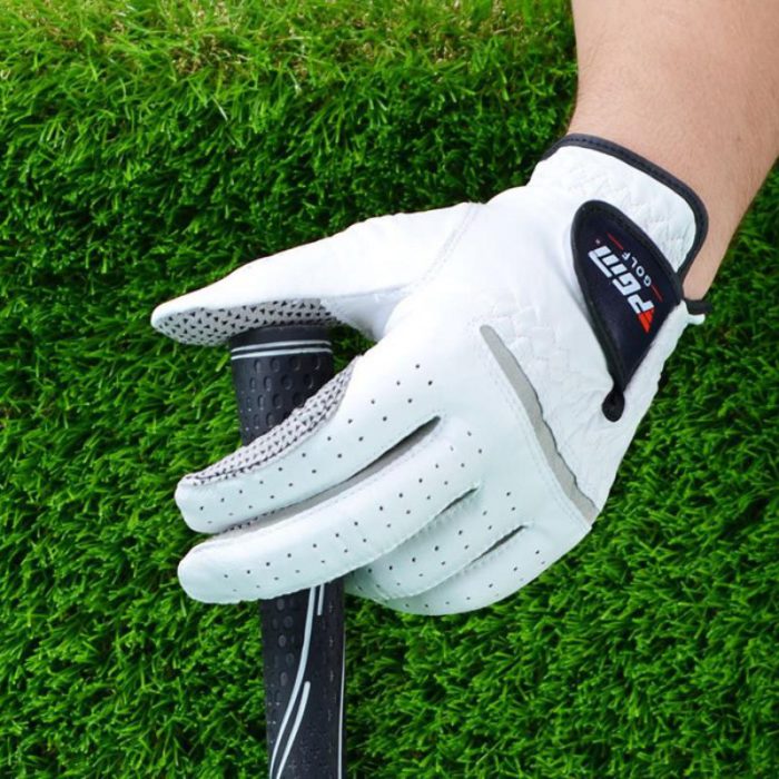 Mens Golf Genuine leather Breathable Pure Sheepskin with Anti slip granules Gloves 3