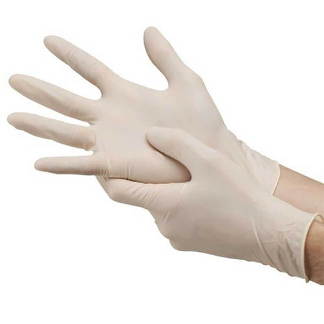 white rubber gloves