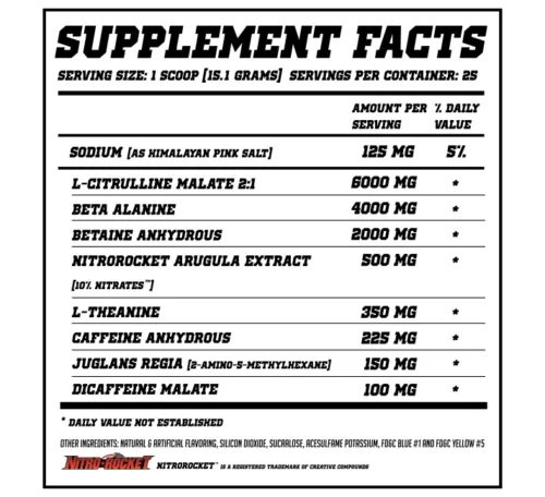 HYPD Supps Yolo Pre Workout Supplement facts 1 1