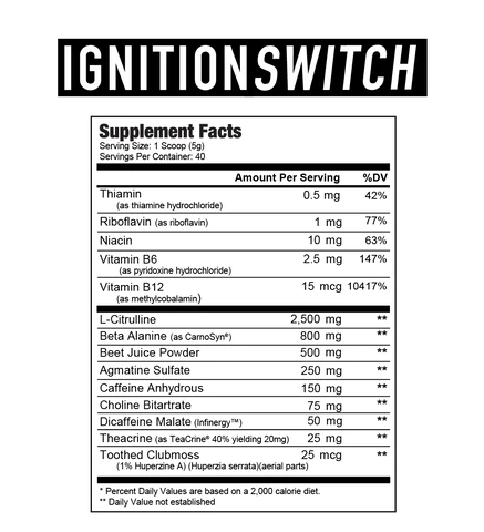 Ignition Switch Supplement Facts