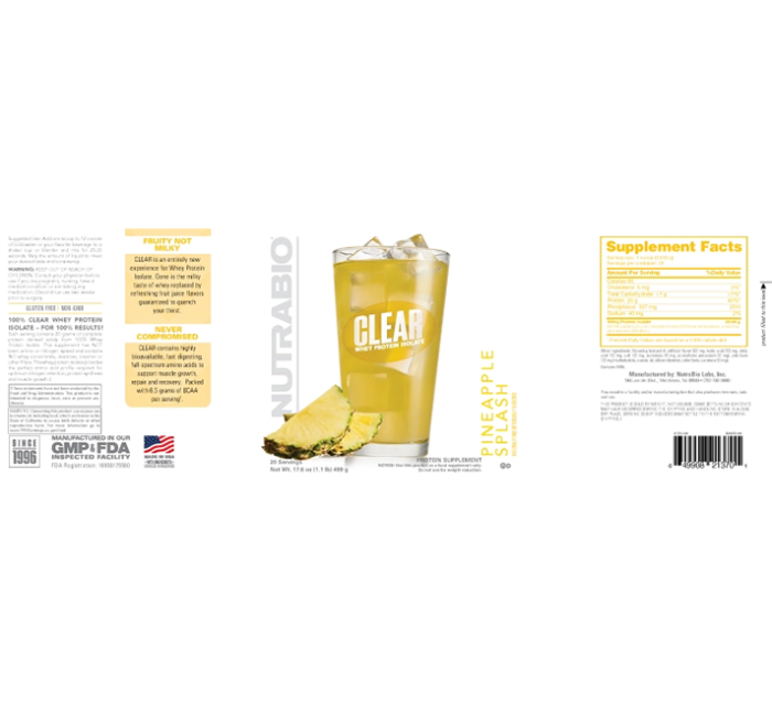 NutraBio CLEAR Whey Protein Isolate Pineapple Splash3