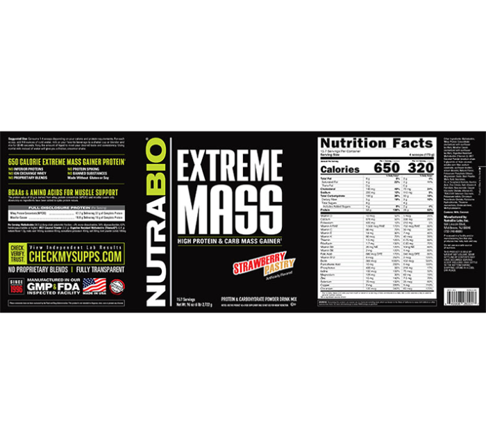 NutraBio Extreme Mass Strawberry Pastry Protein main3