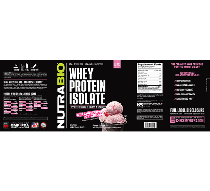 NutraBio Whey Protein Isolate Strawberry Ice Cream3